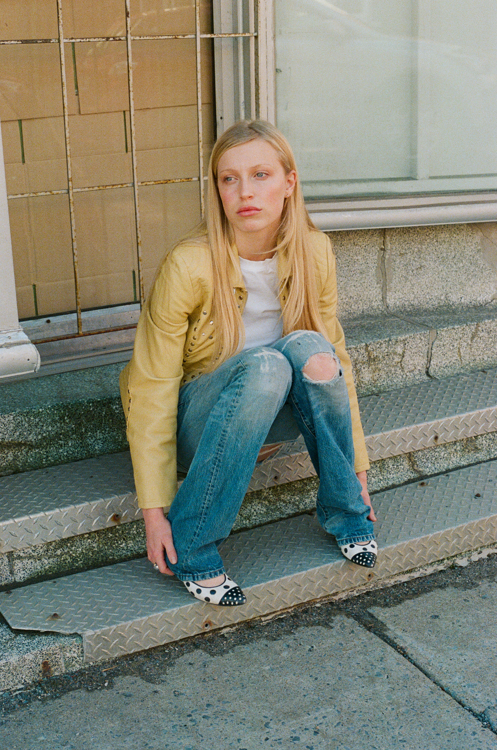 aurelie sitting yellow jacket